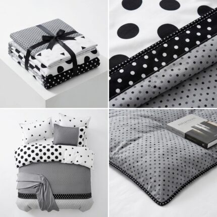 lenjerie de pat bumbac finet 6 piese model buline negre Concept Home