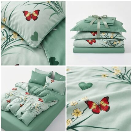 lenjerie de pat bumbac finet 6 piese model fluturi dream butterfly Concept Home