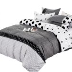 Lenjerie de pat dublu din finet buline negre - imagine 3