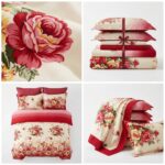 Lenjerie de pat din FINET  trandafiri rosii - imagine 2