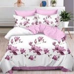 Lenjerie de pat din FINET pentru 2 persoane 6 piese magnolie roz