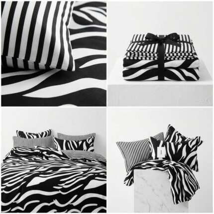 lenjerie de pat bumbac finet 6 piese model zebra animal print Concept Home