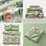 Lenjerie de pat din finet verde cu flori - imagine 2