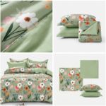 Lenjerie de pat din finet verde cu flori - imagine 4