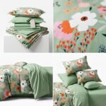 Lenjerie de pat din finet verde cu flori - imagine 6