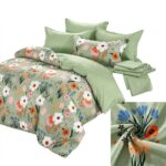 Lenjerie de pat din finet verde cu flori - imagine 7