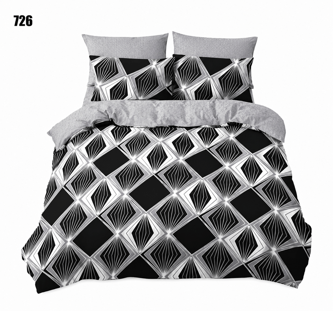 Lenjerie de pat din finet romb negru 726 Lenjerie de pat din finet romb negru 726