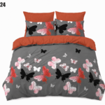 Lenjerie de pat fluturi 724 din finet premium cu imprimeu elegant și culori moderne