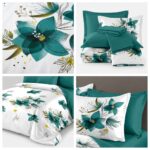 Lenjerie de pat din finet flori turcoaz 1010 - imagine 7