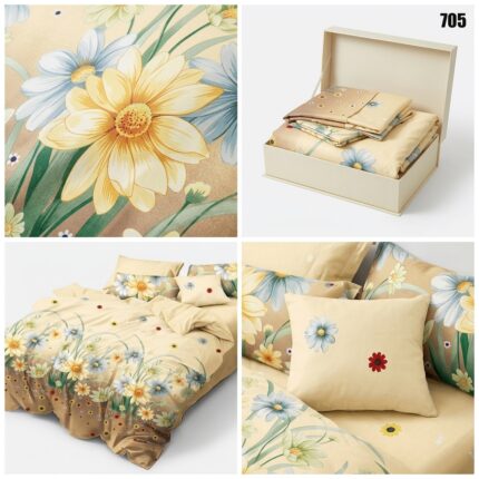 lenjerie finet 6 piese flori crem model 705 Concept Home