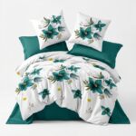 Lenjerie de pat din finet flori turcoaz 1010 - imagine 9