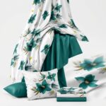 Lenjerie de pat din finet flori turcoaz 1010 - imagine 8