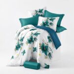 Lenjerie de pat din finet flori turcoaz 1010 - imagine 3