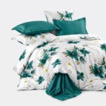 Lenjerie de pat din finet flori turcoaz 1010 - imagine 2