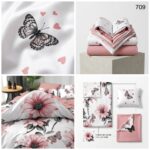 Lenjerie de pat din bumbac flori 709 - imagine 4