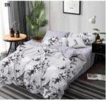 Lenjerie de pat 771 din bumbac finet cu flori în nuanțe elegante de gri