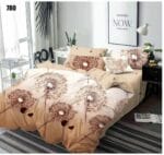 Lenjerie de pat flori 780 din bumbac finet maro cu imprimeu elegant de păpădii