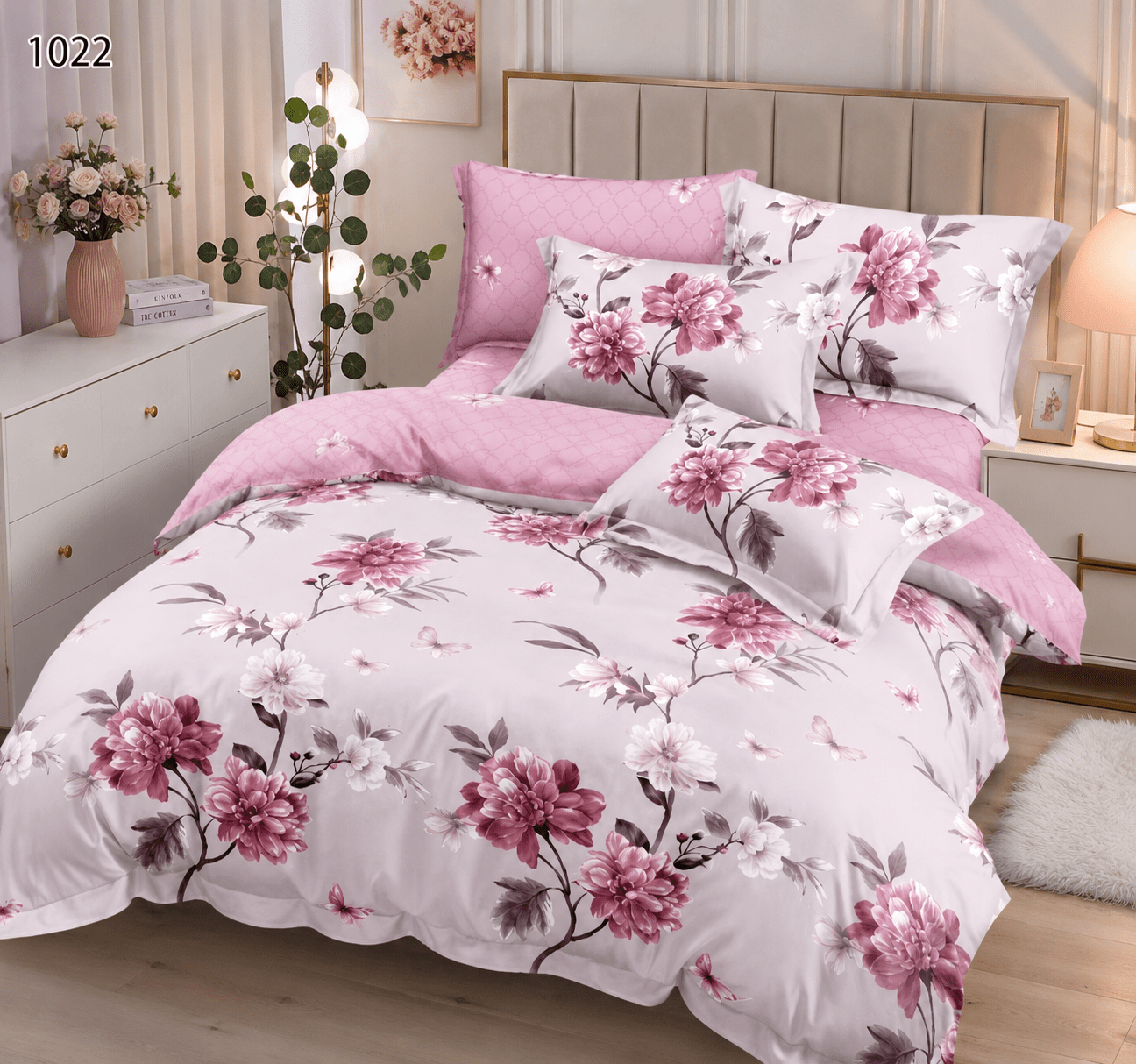 Lenjerie de pat din bumbac finet flori 1022 Lenjerie de pat din bumbac finet flori 1022