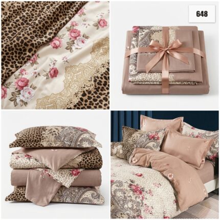 lenjerie finet 6 piese animal print maro