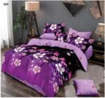 Lenjerie de pat 384 din bumbac finet Pucioasa mov închis și negru cu flori