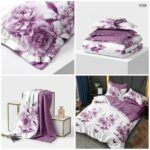 lenjerie finet 6 piese flori mov alb