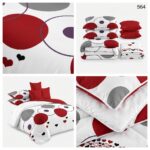 lenjerie finet 6 piese cercuri rosu gri