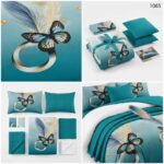 lenjerie finet 6 piese fluture turcoaz