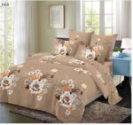 Lenjerie de pat 1058 – eleganță în nuanțe crem cappuccino cu imprimeu floral delicat