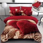 Lenjerie pat dublu cu inimi  5D DIGITAL PRINT cu elastic 5D65