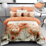 Lenjerie pat dublu cu flori 5D DIGITAL PRINT cu elastic 5D70