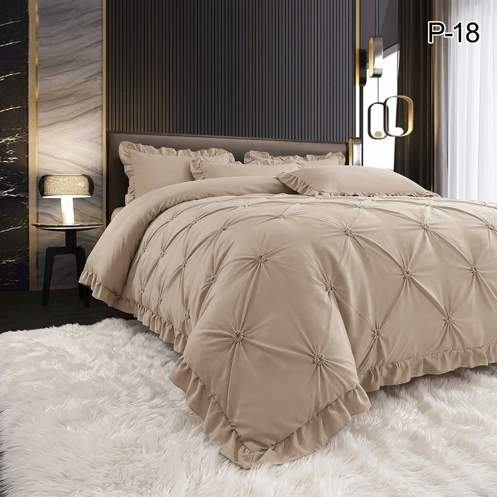 Bed_linen_set_202604221259 Lenjerie Uni din finet cu pliuri si volanase PVP40 - imagine 1