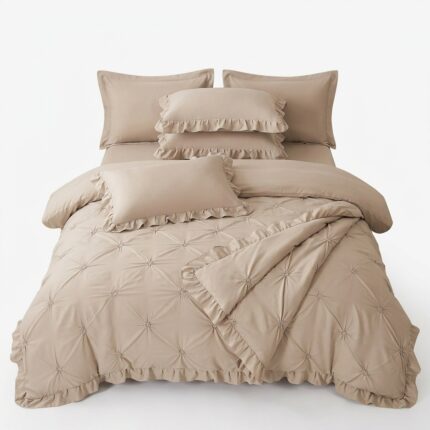 lenjerie de pat bumbac finet 6 piese model PVP30 cu pliuri Concept Home