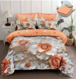 Lenjerie pat dublu cu flori 5D DIGITAL PRINT cu elastic 5D72