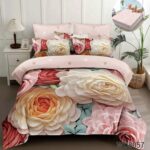 Lenjerie pat dublu cu flori 5D DIGITAL PRINT cu elastic 5D75