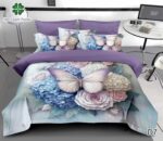 Lenjerie pat dublu cu fluturi 5 D DIGITAL PRINT cu elastic 6 piese 5D81