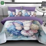Lenjerie pat dublu cu fluturi 5 D DIGITAL PRINT cu elastic 6 piese 5D81