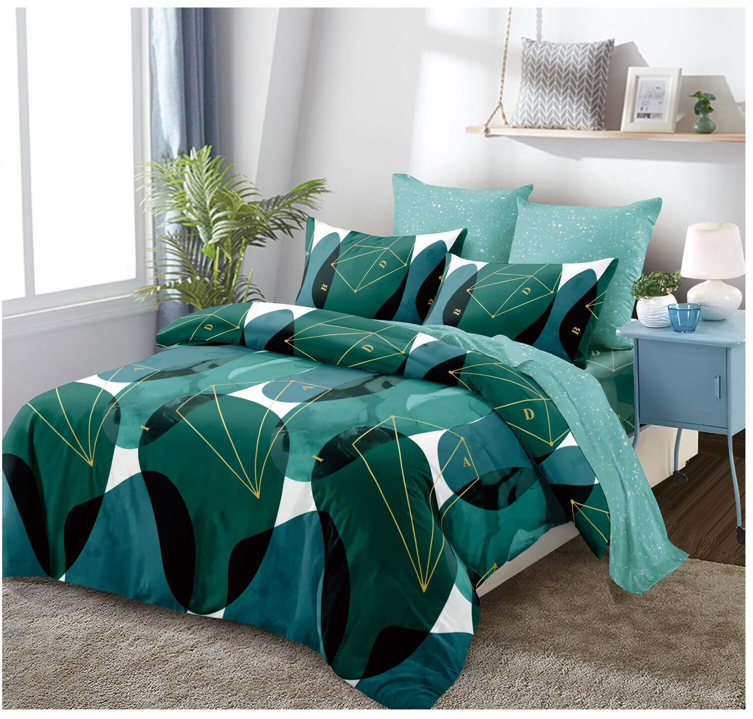 02edf9e4-e996-41fa-afc1-f9522ae039a9 Lenjerie de pat din finet 6 piese cu ELASTIC LEP04 - imagine 1