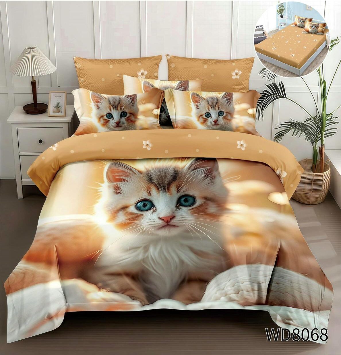 38d61835-ca8c-4ff4-b819-061ceb9795cd Lenjerie pat dublu cu pisici 5D DIGITAL PRINT cu elastic 5D87 - imagine 1