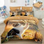 Lenjerie pat dublu cu pisici 5D DIGITAL PRINT cu elastic 5D86