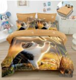 Lenjerie pat dublu cu pisici 5D DIGITAL PRINT cu elastic 5D86
