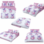 Lenjerie de pat din bumbac finet Super Elegant Pucioasa fluturi roz 26
