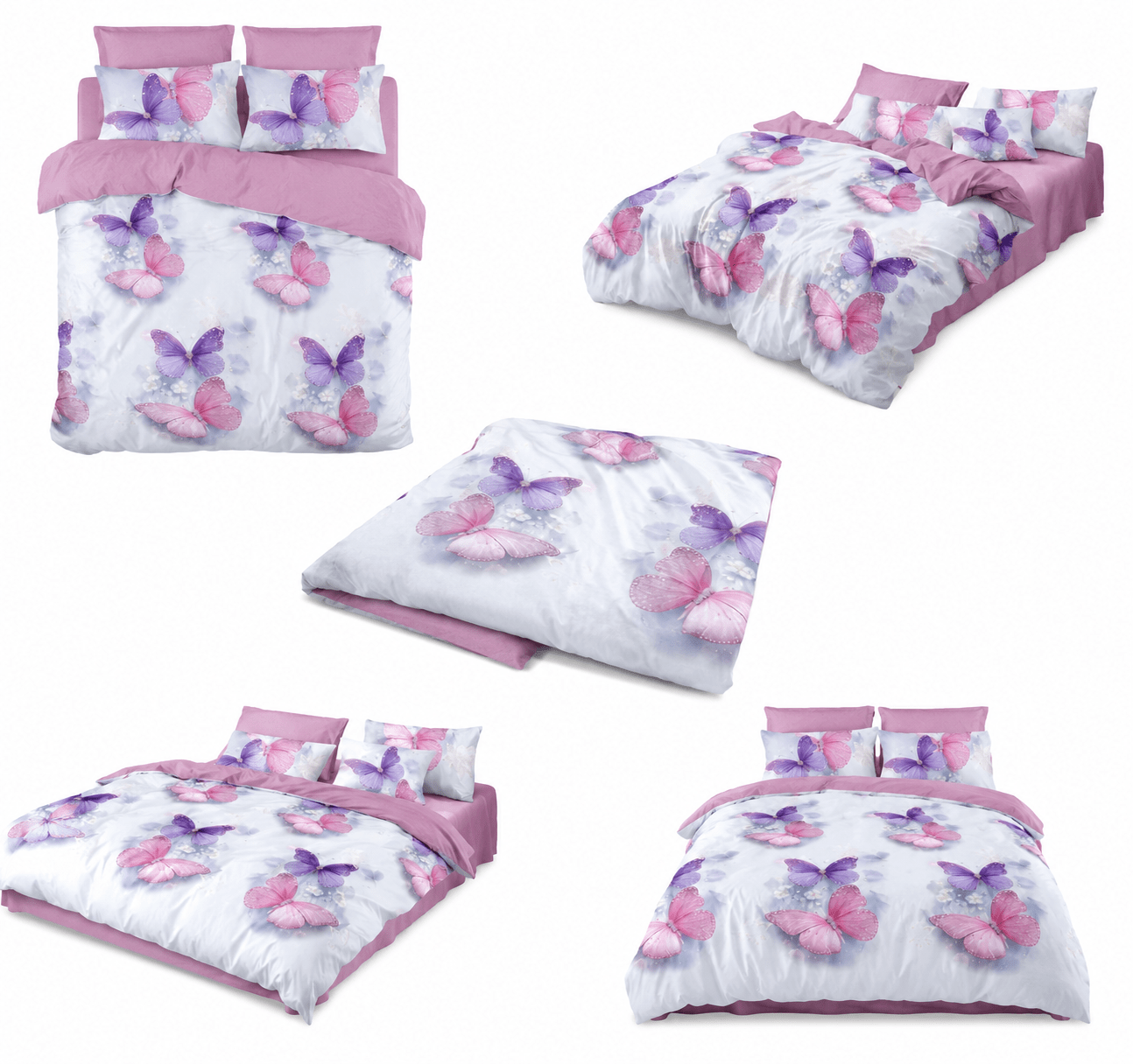 Lenjerie de pat din bumbac finet Super Elegant Pucioasa fluturi roz 26 Lenjerie de pat din bumbac finet Super Elegant Pucioasa fluturi roz 26