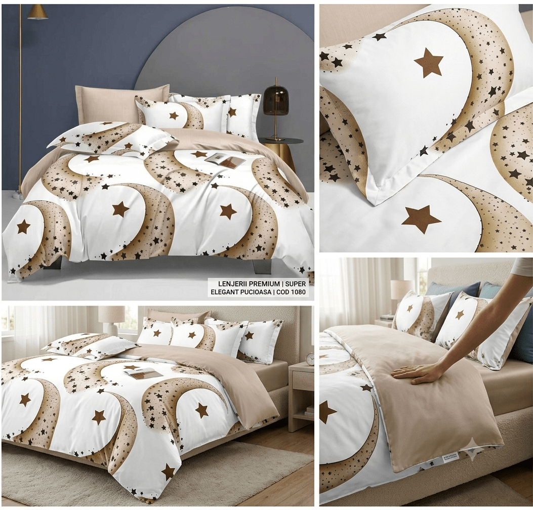 Lenjerie de pat din bumbac finet Super Elegant Pucioasa 1080 Lenjerie de pat din bumbac finet Super Elegant Pucioasa 1080