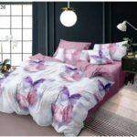 Lenjerie de pat din bumbac finet Super Elegant Pucioasa fluturi roz 26