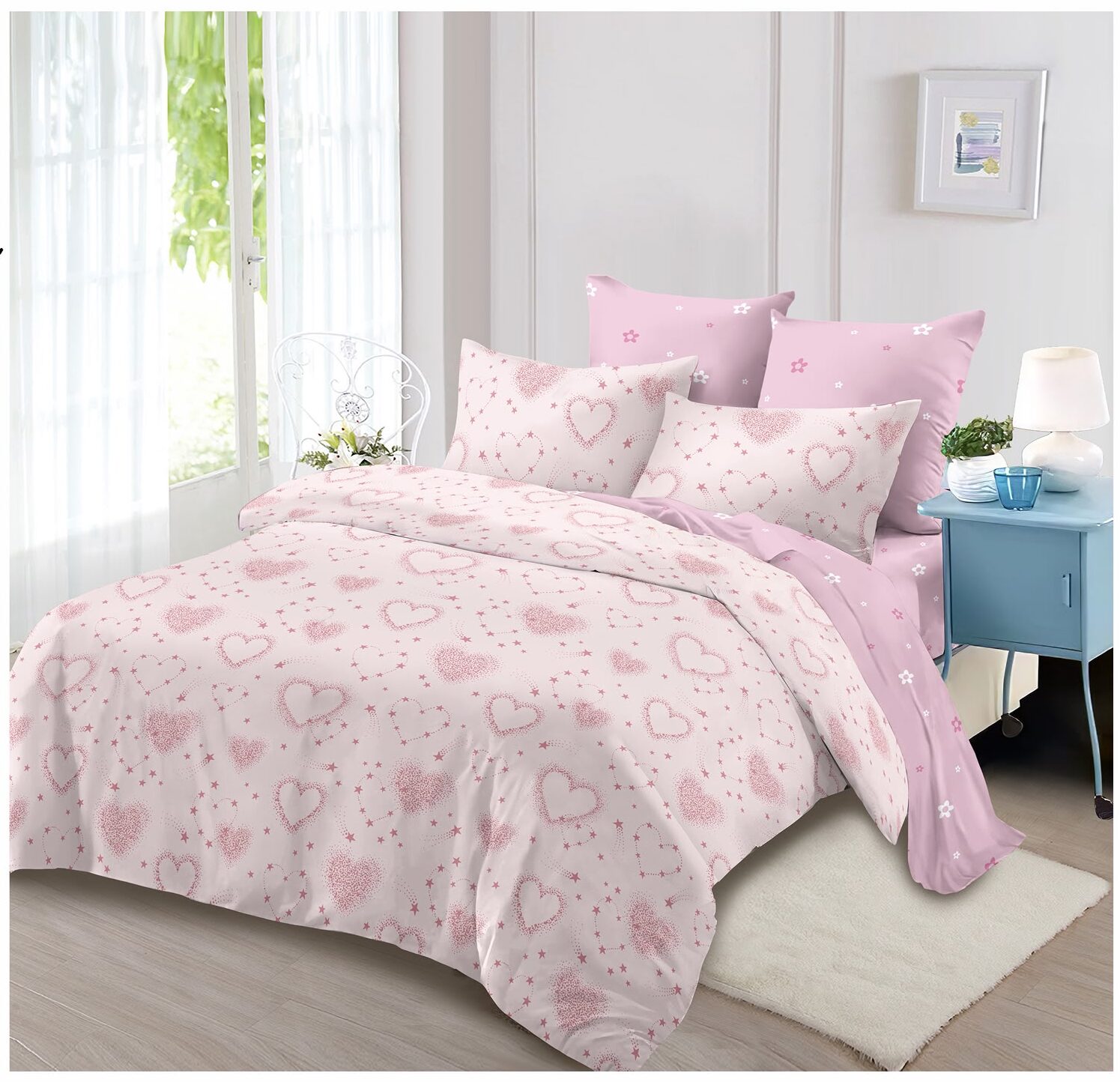 4dd84d3e-dde4-4fa2-b0b1-c124c3728be3 Lenjerie de pat din finet 6 piese cu ELASTIC LEP31 - imagine 1