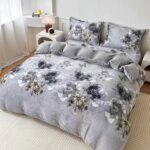 lenjerie de pat cocolino cu cerceaf cu elastic model floral