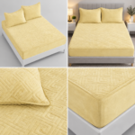 Husa/Topper din catifea cu elastic 180 cm x 200 cm + 2 fete de perna TOP11