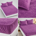 Husa/Topper din catifea cu elastic 180 cm x 200 cm + 2 fete de perna TOP12