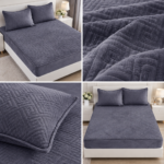 Husa/Topper din catifea cu elastic 180 cm x 200 cm + 2 fete de perna TOP20