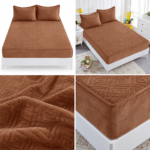 Husa/Topper din catifea cu elastic 180 cm x 200 cm + 2 fete de perna TOP19
